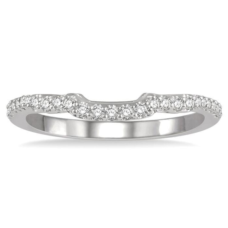 1/5 Ctw Curved Round Cut Diamond Wedding Band in 14K White Gold