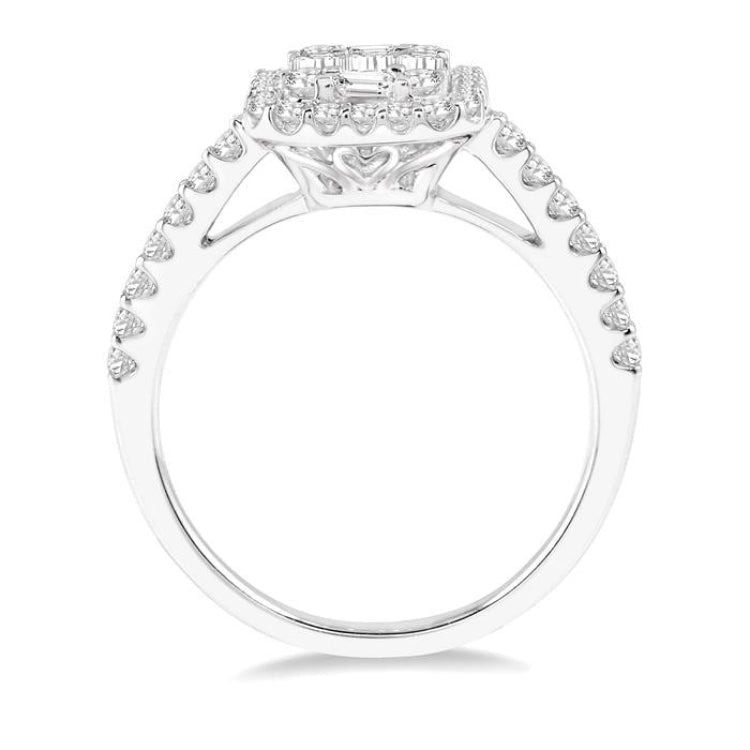 1/2 Ctw Baguette & Round Cut Fusion Diamond Ring in 14K White Gold