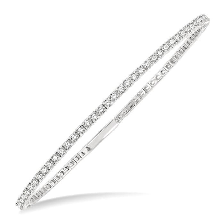 1 Ctw Round Cut Flexible Diamond Bangle in 14K White Gold
