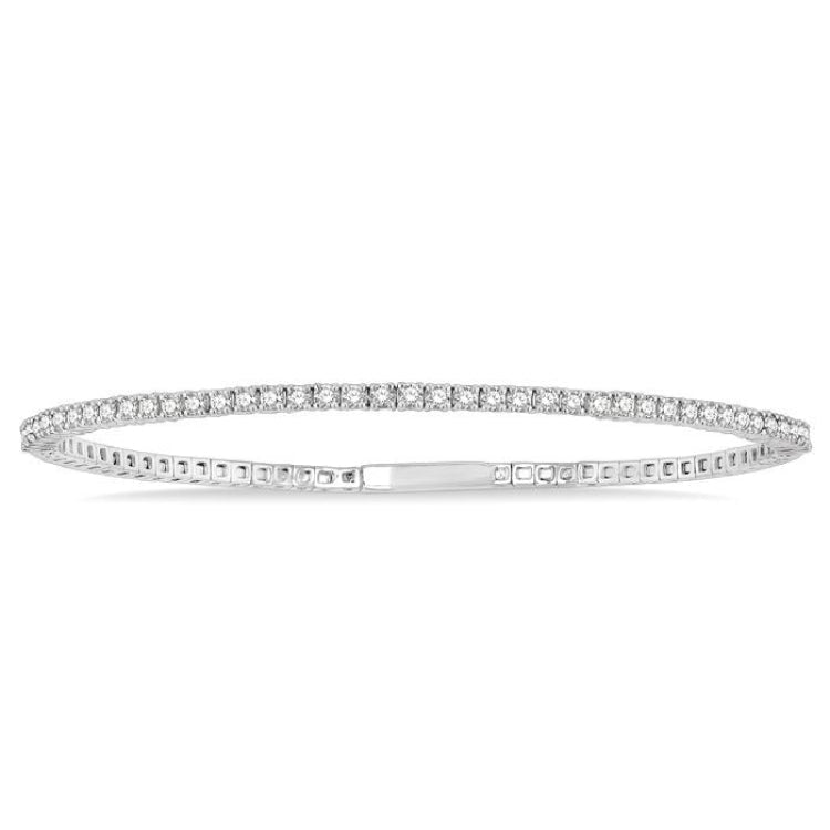 1 Ctw Round Cut Flexible Diamond Bangle in 14K White Gold