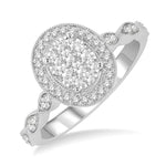 Load image into Gallery viewer, 1/2 Ctw Oval Mount Criss Cross Shank Lovebright Round Cut Diamond Engagement Ring in 14K White Gold