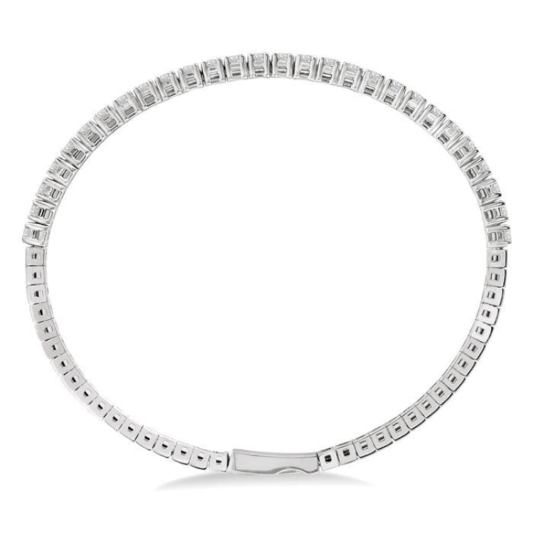 2 Ctw Round Cut Flexible Diamond Bangle in 14K White Gold