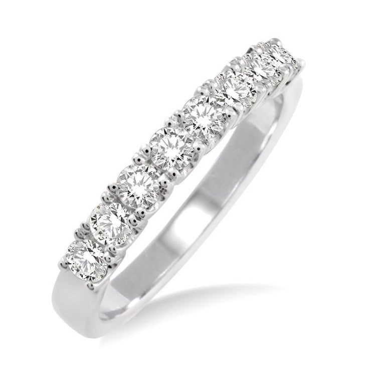 5/8 Ctw Round Cut Diamond Wedding Band in 14K White Gold