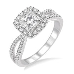 Load image into Gallery viewer, 1/2 Ctw Diamond Engagement Ring with 1/4 Ct Princess Cut Center Stone in 14K White Gold