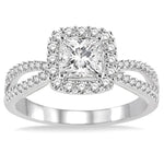 Load image into Gallery viewer, 1/2 Ctw Diamond Engagement Ring with 1/4 Ct Princess Cut Center Stone in 14K White Gold