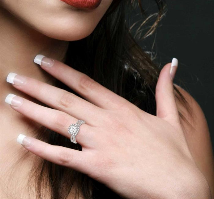 1/2 Ctw Diamond Engagement Ring with 1/4 Ct Princess Cut Center Stone in 14K White Gold