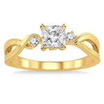 Load image into Gallery viewer, 1/20 Ctw Diamond Semi-Mount Engagement Ring in 14K Yellow Gold