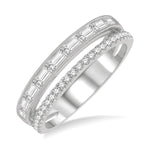 Load image into Gallery viewer, 3/8 Ctw Split Baguette and Round Cut Diamond Fashion Band in 14K White Gold