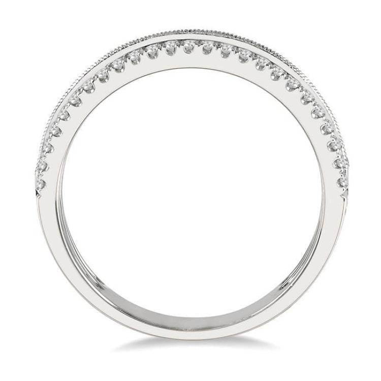 3/8 Ctw Split Baguette and Round Cut Diamond Fashion Band in 14K White Gold