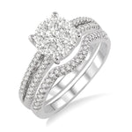 Load image into Gallery viewer, 3/4 Ctw Diamond Wedding Set with 3/4 Ctw Round Cut Engagement Ring and 1/10 Ctw Wedding Band in 14K White Gold