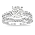 Load image into Gallery viewer, 3/4 Ctw Diamond Wedding Set with 3/4 Ctw Round Cut Engagement Ring and 1/10 Ctw Wedding Band in 14K White Gold