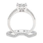 Load image into Gallery viewer, 3/4 Ctw Diamond Wedding Set with 3/4 Ctw Round Cut Engagement Ring and 1/10 Ctw Wedding Band in 14K White Gold