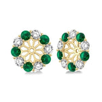 Load image into Gallery viewer, 2.3 MM Round Cut Emerald and 1/2 Ctw Round Cut Diamond Precious Earrings Jacket in 14K Yellow Gold