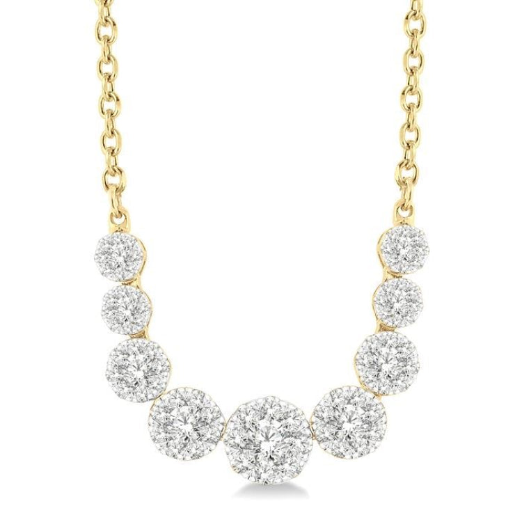 1 Ctw Round Cut Diamond Lovebright Necklace in 14K Yellow and White Gold