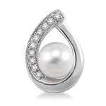 Load image into Gallery viewer, 6x6 MM Round Shape Cultured Pearls and 1/10 Ctw Round Cut Diamond Earrings in 14K White Gold