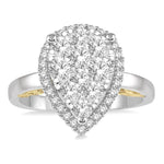 Load image into Gallery viewer, 1 Ctw Round Diamond Lovebright Pear Halo Engagement Ring in 14K White and Yellow Gold