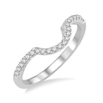 Load image into Gallery viewer, 1/8 Ctw Curved Center Round Cut Diamond Wedding Band in 14K White Gold