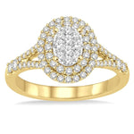Load image into Gallery viewer, 3/4 Ctw Oval Shape Diamond Lovebright Diamond Ring in 14K Yellow and White gold