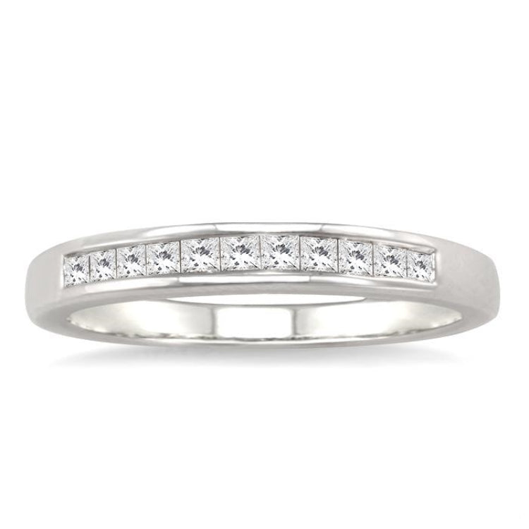 1/4 Ctw Princess Cut Diamond Wedding Band in 14K White Gold