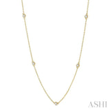 1/3 Ctw Round Cut Diamond Station Necklace in 14K Yellow Gold