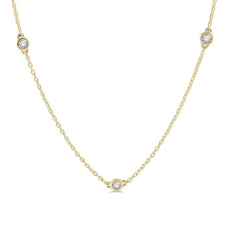 1/3 Ctw Round Cut Diamond Station Necklace in 14K Yellow Gold