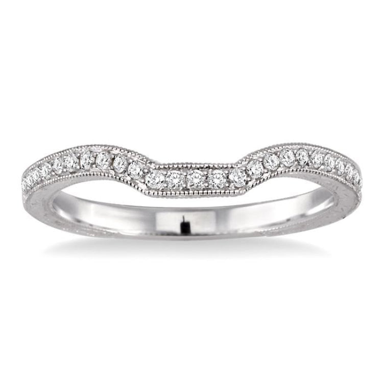 1/6 Ctw Round Cut Diamond Matching Wedding Band in 14K White Gold