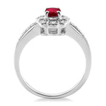 Load image into Gallery viewer, 6x4 MM Oval Cut Ruby and 1/6 Ctw Round Cut Diamond Ring in 14K White Gold