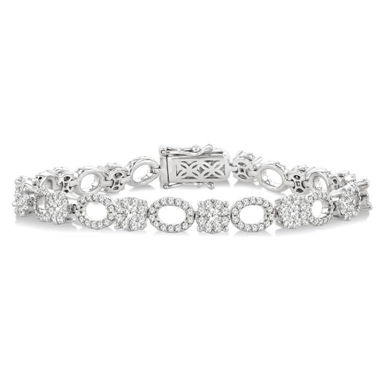 3 1/3 Ctw Lovebright Round Cut Diamond Bracelet in 14K White Gold