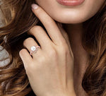 Load image into Gallery viewer, 7 MM Cultured Pearl and 1/10 Ctw Round Cut Diamond Ring in 14K Rose Gold