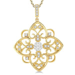 Load image into Gallery viewer, 1/3 Ctw Floral Heart Lovebright Round Cut Diamond Pendant With Chain in 14K Yellow and White Gold