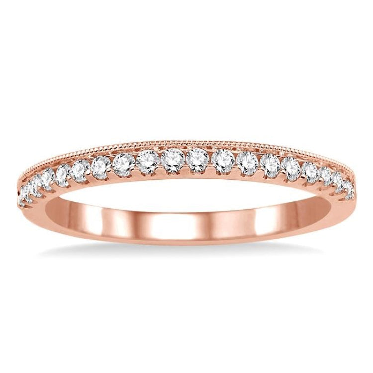 1/4 Ctw Round Cut Diamond Wedding Band in 14K Rose Gold