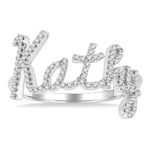 Load image into Gallery viewer, 1/3 Ctw 'Kathy' Script Name Single Cut Diamond Ring in 10K White Gold