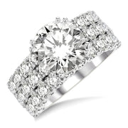 2 5/8 Ctw Triple Row Round Cut Diamond Semi-Mount Engagement Ring in 14K White Gold