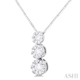 1/4 Ctw Lovebright 3 stone Essential Round Cut Diamond Pendant with Chain in 14K White Gold
