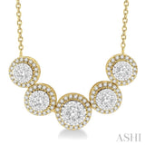 3/4 Ctw Circular Mount Lovebright Round Cut Diamond Necklace in 14K Yellow & White Gold