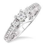 Load image into Gallery viewer, 1/2 Ctw Diamond Engagement Ring with 1/4 Ct Princess Cut Center Stone in 14K White Gold