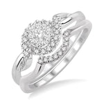 Load image into Gallery viewer, 1/4 Ctw Diamond Wedding Set with 1/5 Ctw Lovebright Round Cut Engagement Ring and 1/20 Ctw Wedding Band in 14K White Gold