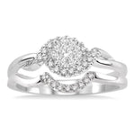Load image into Gallery viewer, 1/4 Ctw Diamond Wedding Set with 1/5 Ctw Lovebright Round Cut Engagement Ring and 1/20 Ctw Wedding Band in 14K White Gold