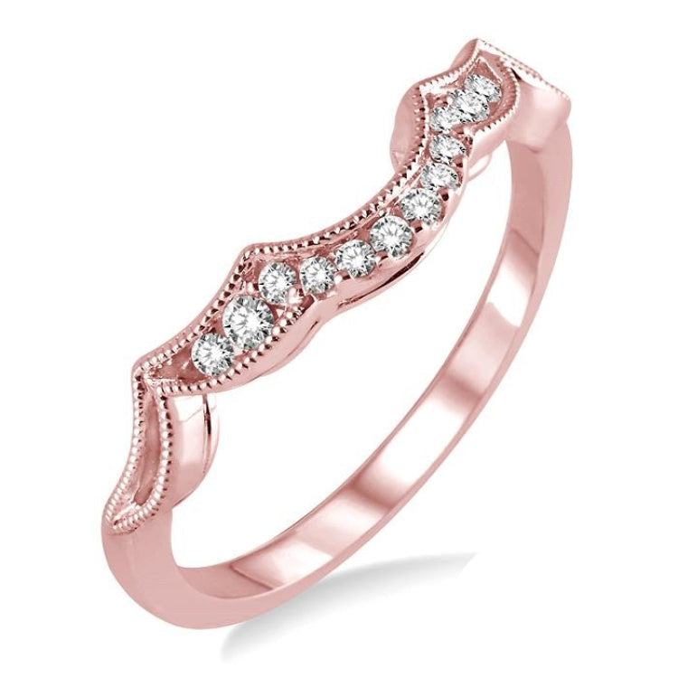 1/10 Ctw Round Cut Diamond Wedding Band in 14K Rose Gold