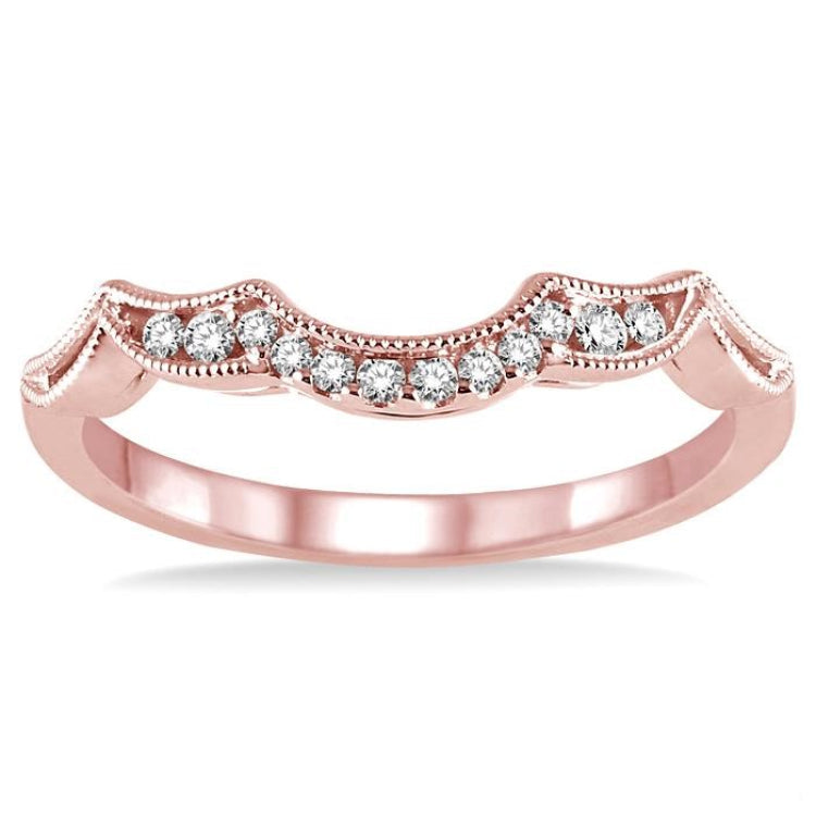 1/10 Ctw Round Cut Diamond Wedding Band in 14K Rose Gold