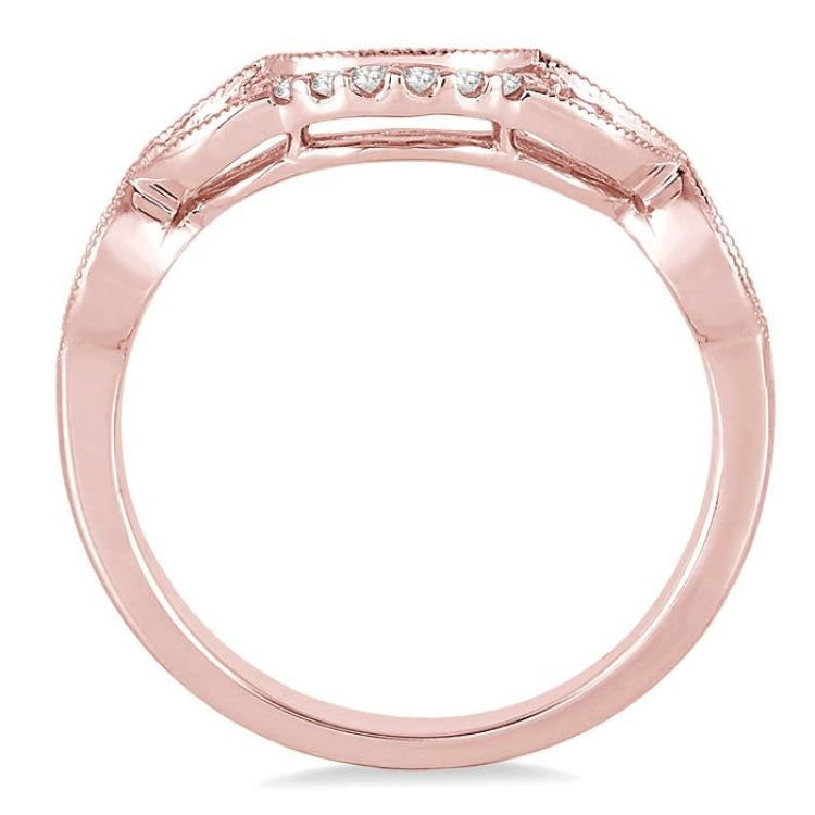 1/10 Ctw Round Cut Diamond Wedding Band in 14K Rose Gold