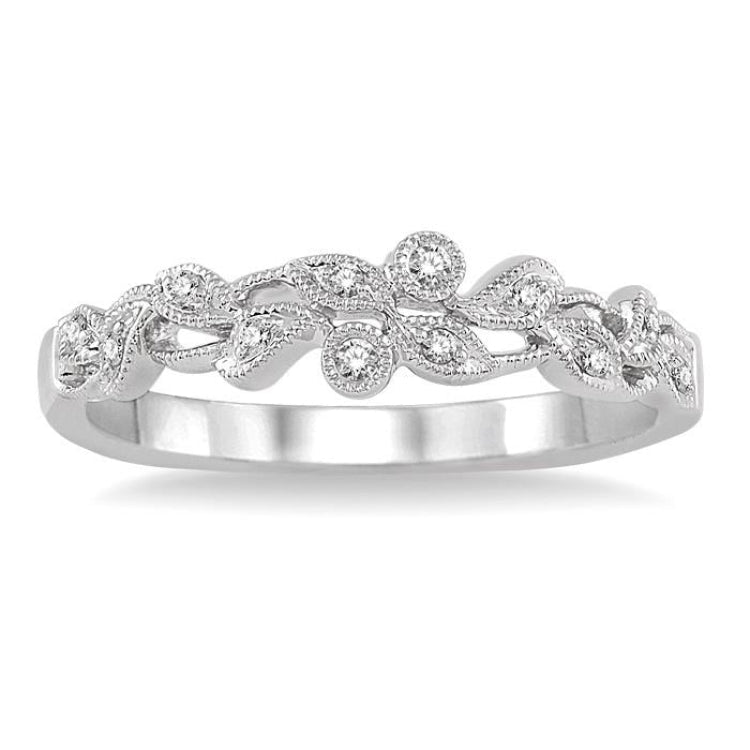 1/20 Ctw Round Cut Diamond Wedding Band in 14K White Gold