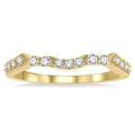 Load image into Gallery viewer, 1/5 Ctw Curved Center Round Cut Diamond Wedding Band in 14K Yellow Gold