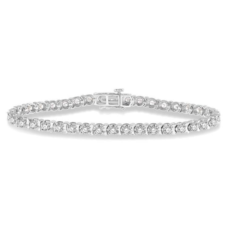 4 Ctw Round Cut Diamond Tennis Tulip Bracelet in 14K White Gold