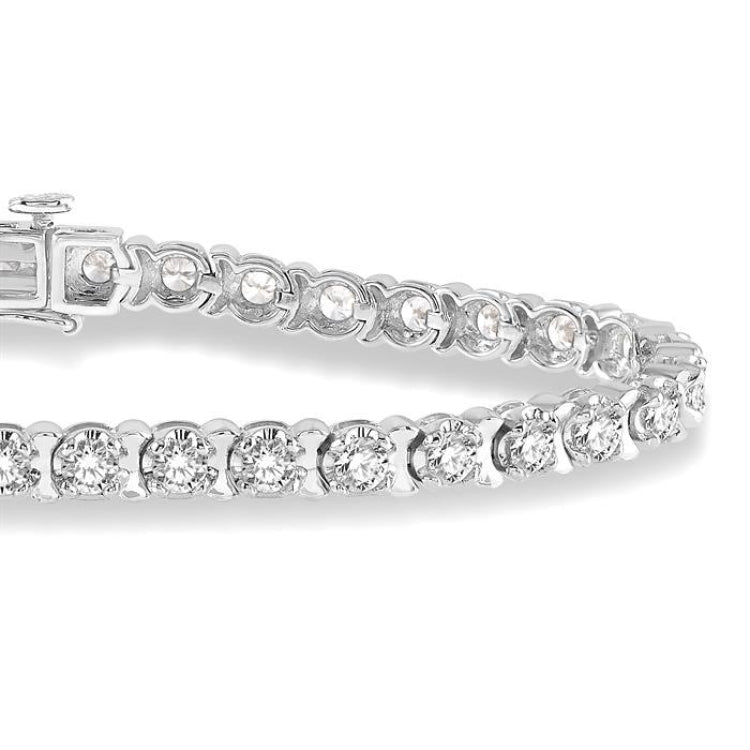 4 Ctw Round Cut Diamond Tennis Tulip Bracelet in 14K White Gold