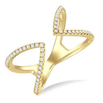 Load image into Gallery viewer, 1/5 Ctw Wide Split Triangular Tip Round Cut Diamond Lightweight Open Fashion Ring in 10K Yellow Gold