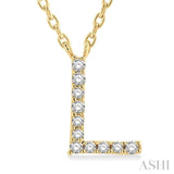 1/20 Ctw Initial 'L' Round Cut Diamond Pendant With Chain in 10K Yellow Gold