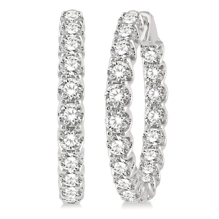 10 Ctw Inside-Out Round Cut Diamond Hoop Earrings in 14K White Gold