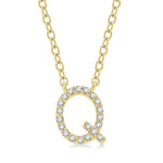 Load image into Gallery viewer, 1/20 Ctw Initial 'Q' Round Cut Diamond Pendant With Chain in 10K Yellow Gold