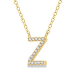 Load image into Gallery viewer, 1/20 Ctw Initial 'Z' Round Cut Diamond Pendant With Chain in 14K Yellow Gold